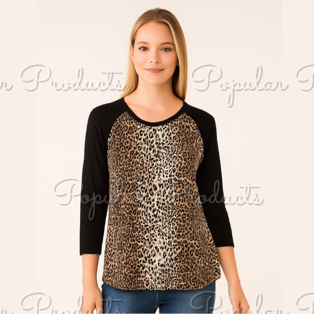 Raglan Top, Leopard Print